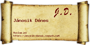 Jánosik Dénes névjegykártya